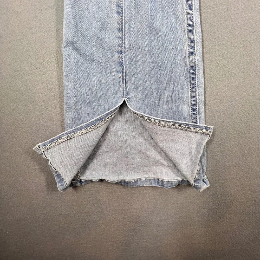 Hollister Blue Flare Jeans Women 3R W26 L31 High Rise Split Hem Soft Stretch - Picture 3 of 11